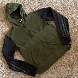 Adidas hoodie 3/4zip size Small black and green